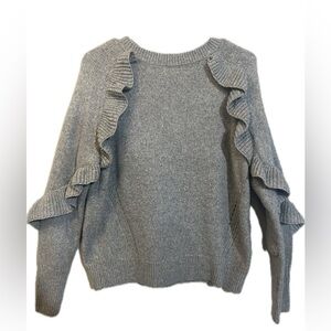 Time and Tru Sparkle Gray Ruffle Sweater Women’s Medium